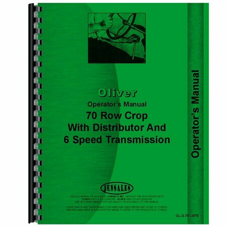 AFTERMARKET New Operators Manual For OliverCockshutt 70 Tractor Row Crop w 6 Speed RAP80420